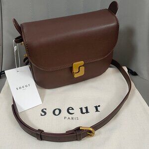 Soeur Brown Leather Crossbody Bag